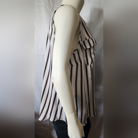 Worthington Women's Plus Tank Top Blouse Shirt Pockets Stripes Sheer Size 1x - Picture 5 of 8